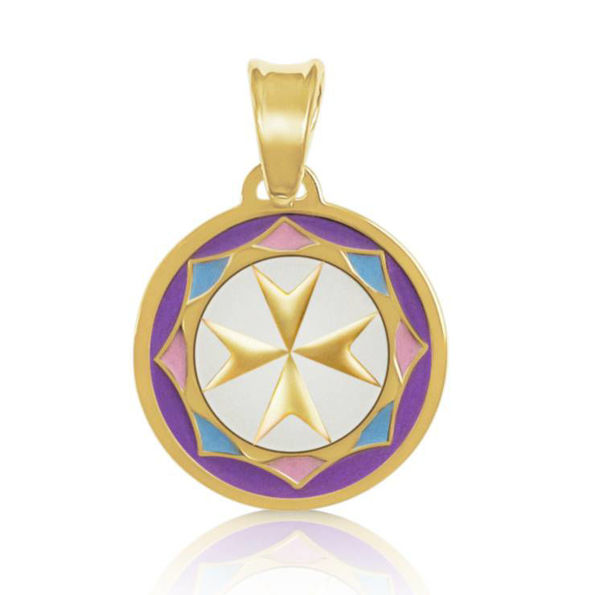 Picture of SILVER MALTA CROSS ENAMEL GOLDPLATED 25 MM